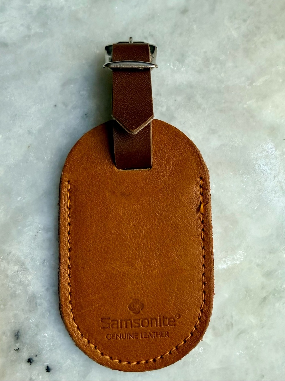 Vintage Samsonite Genuine Leather
Luggage Tag - Brown Tan Travel ID Tag
Patina